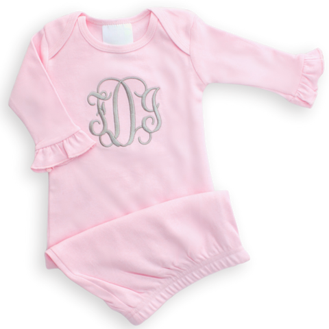 Pink Monogrammed Newborn Girl Layette