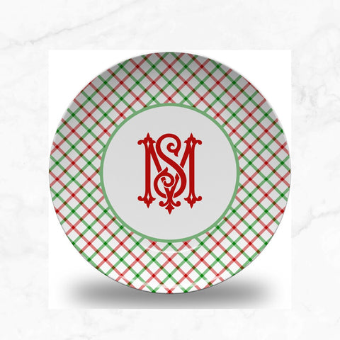 Red and Green Checked Christmas Dinner Plate