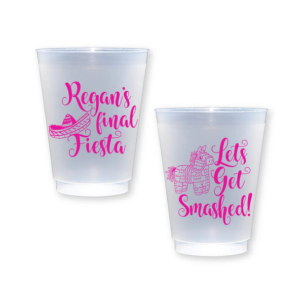 Personalized Mexican Fiesta Bachelorette Party Frosted Plastic Cups