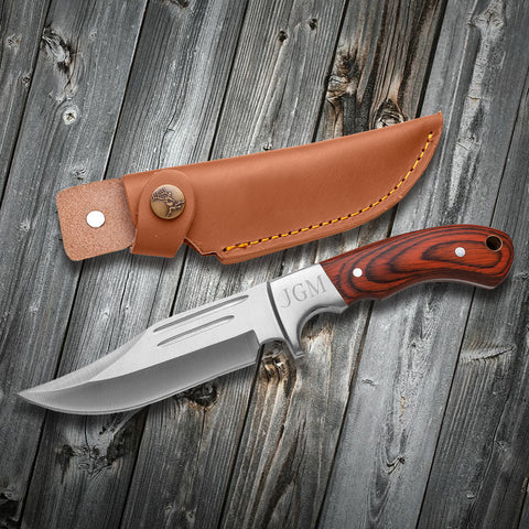 Engraved Saw Mountain Fixed Blade Knife