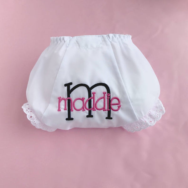 Pink and Black Name & Initial Diaper Cover