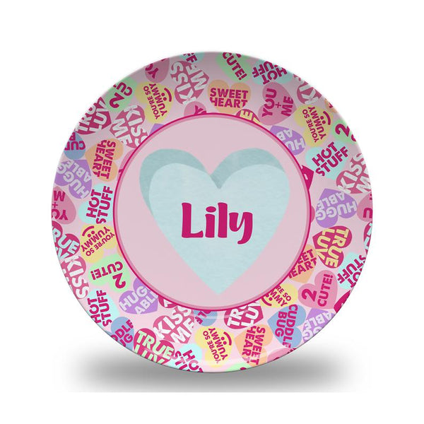 Valentines Day Pink Candy Heart Plate