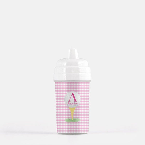 Gingham Golf Stacked Monogram Sippy Cup