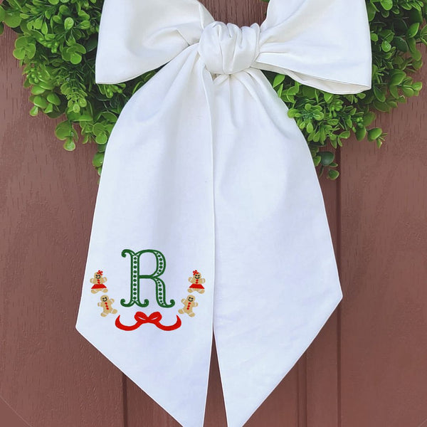 Gingerbread Monogrammed Wreath Sash