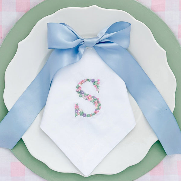 Personalized Spring Napkins - Pastel Floral Initial Design