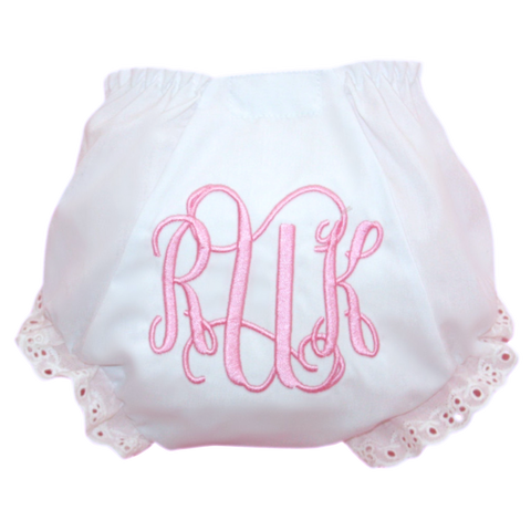 Pink Monogrammed Diaper Cover