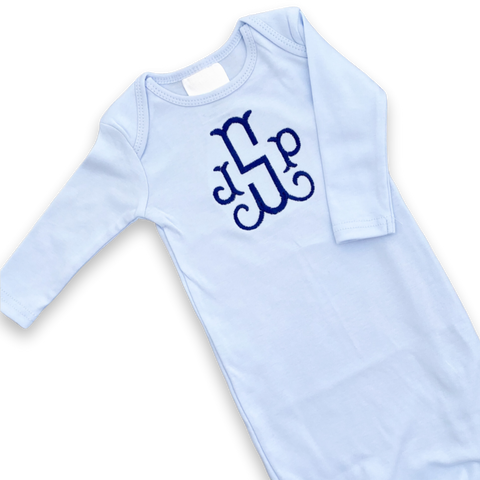 Blue Monogrammed Newborn Boy Layette