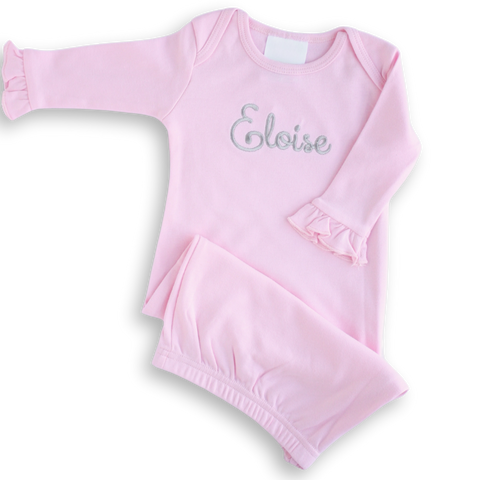 Pink Monogrammed Newborn Girl Layette