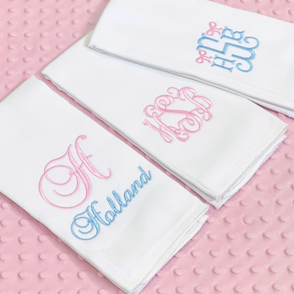 Personalized Embroidered Burp Cloths - Set of 3