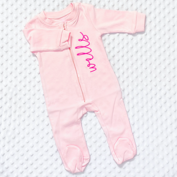 Pink Personalized Baby Footie
