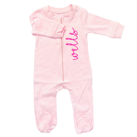 Pink Personalized Baby Footie