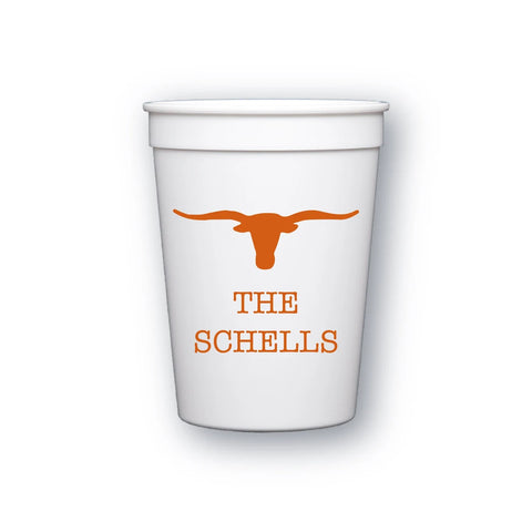 Longhorn Personalized Plastic Cups