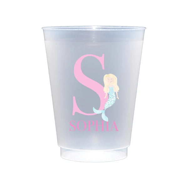Personalized Mermaid Frosted Plastic Cups