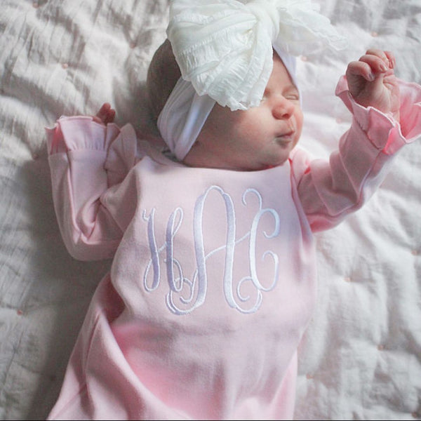 Pink Monogrammed Newborn Girl Layette