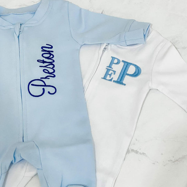 Blue Personalized Baby Onesie