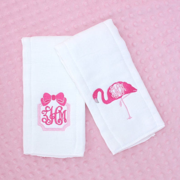 Flamingo Burp Cloths - Set of 2