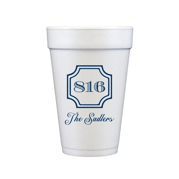 Personalized Disposable 16oz Styrofoam Cups with Address and Name