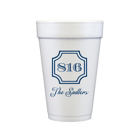 Personalized Disposable 16oz Styrofoam Cups with Address and Name