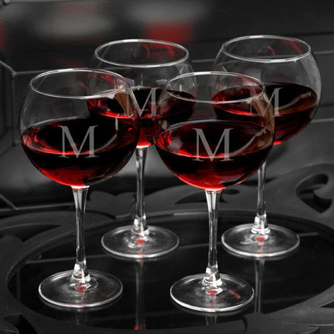 Set of 4 Personalized Red Wine Glasses