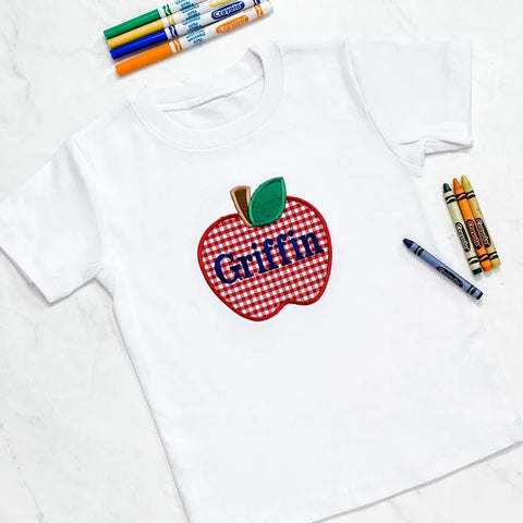 Personalized Back to School Apple Appliqué Shirt