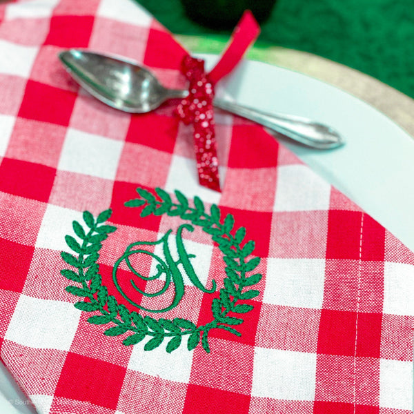 Personalized with Monogram or Name set of 6 buffalo check dinner napkin