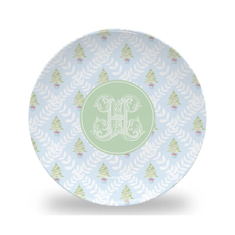Grand Millennial Chinoiserie Christmas Dinner Plate with Initial