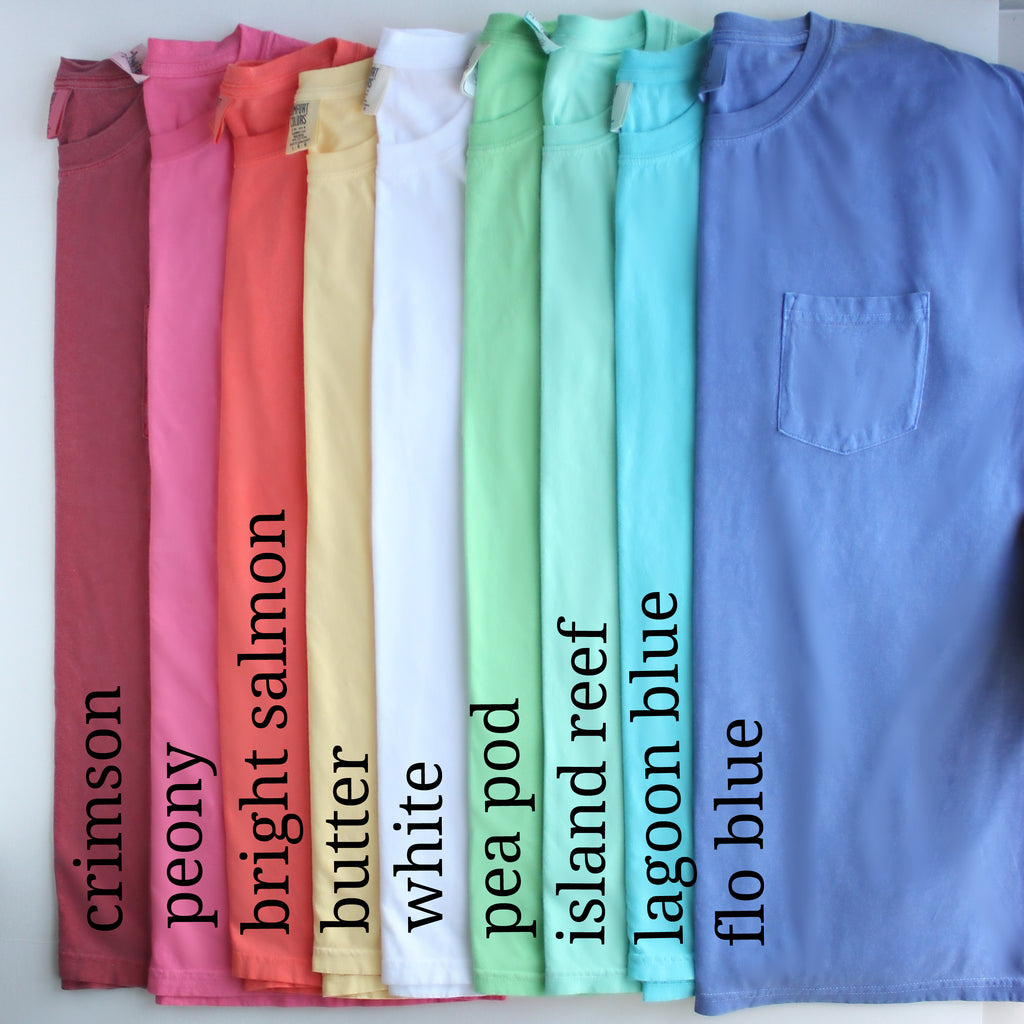 Monogrammed Comfort Colors Short Sleeve Pocket T-Shirt – Southern