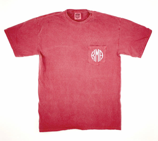 Monogrammed Greek Comfort Colors Pocket T-shirt