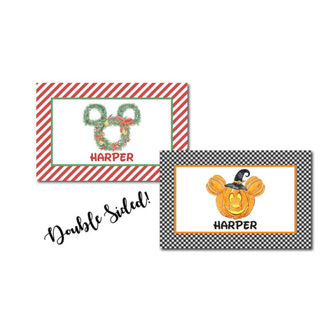 Personalized Disney Inspired Reversible Halloween & Christmas Placemat