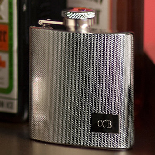 Monogrammed Textured Stainless Steel Flask