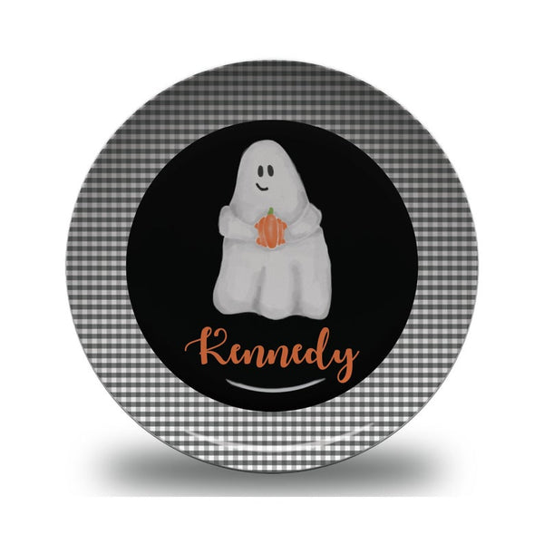 Personalized Black Halloween Ghost Plate