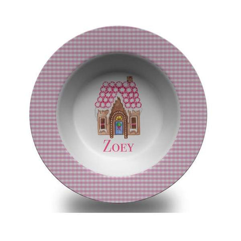 Personalized with Monogram or Name personalized gingerbread house pink plate