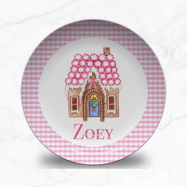 Gingerbread House Pink Plate