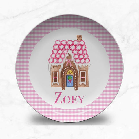Gingerbread House Pink Plate