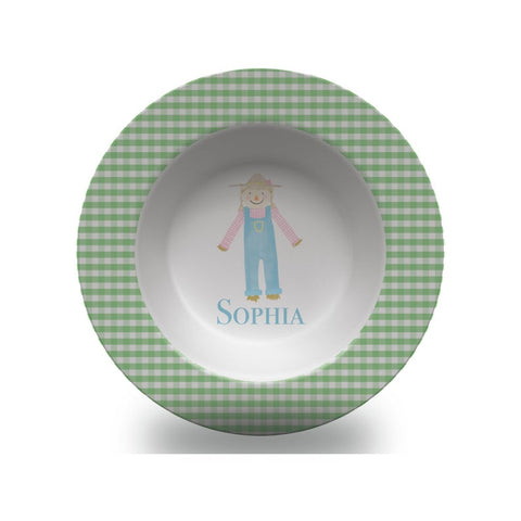 Girls Personalized Thanksgiving Scarecrow Bowl