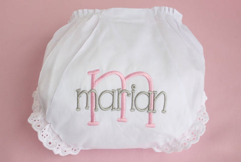 Pink and Green Name & Initial Diaper Cover