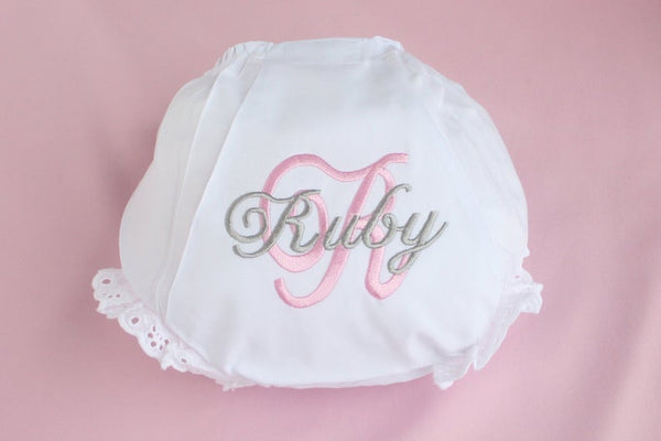 Pink and Green Name & Initial Diaper Cover