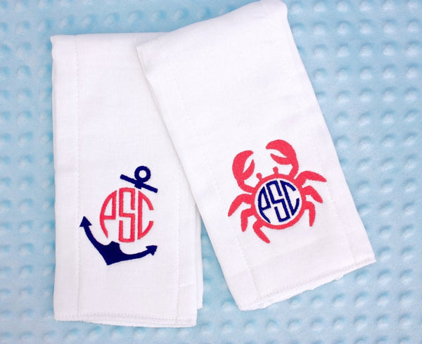 Anchor & Crab Burp Cloths - Set of 2