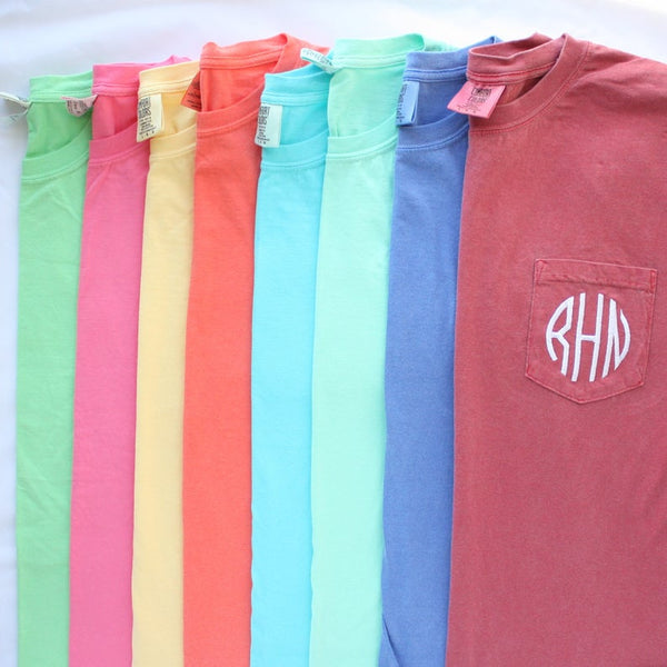 Monogrammed Greek Comfort Colors Pocket T-shirt