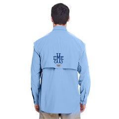 Blue Monogrammed Men's Columbia PFG - Fishing Shirt