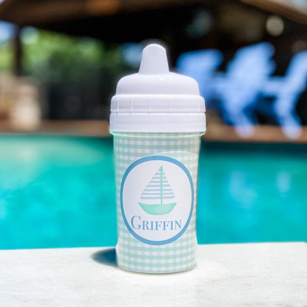 Gingham Sailboat Sippy Cup
