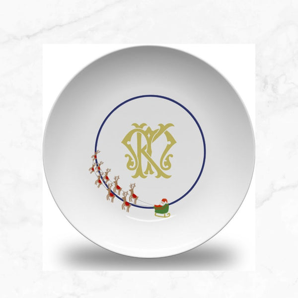 Monogrammed Merry Christmas To All Dinner Plate