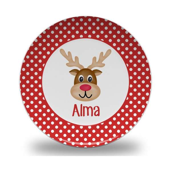 Personalized Christmas Reindeer Red Reversible Placemat