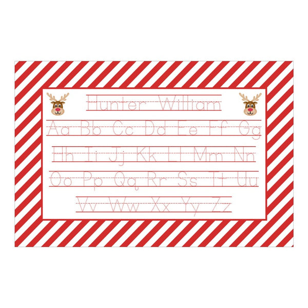 Personalized Christmas Reindeer Red Reversible Placemat