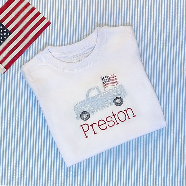 Personalized Patriotic American Flag Truck Shirt
