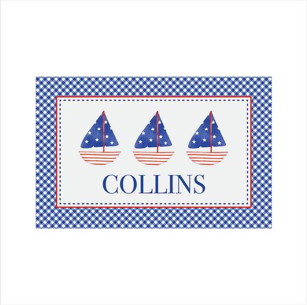 Personalized Patriotic Sail Boat Plate