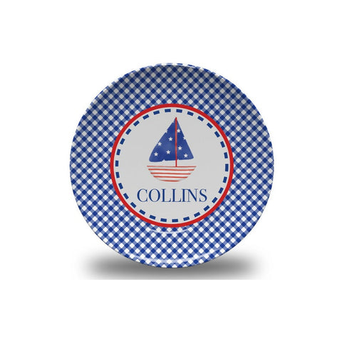 Personalized Patriotic Sail Boat Plate
