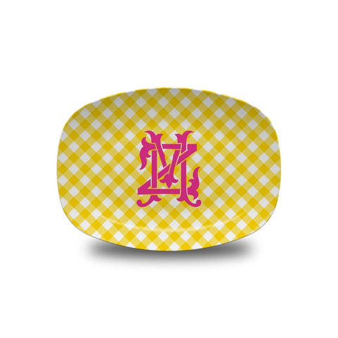 Pink and Yellow Gingham Summer Platter
