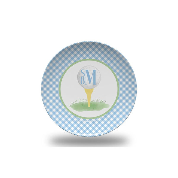 Golf Tee Stacked Monogram Plate