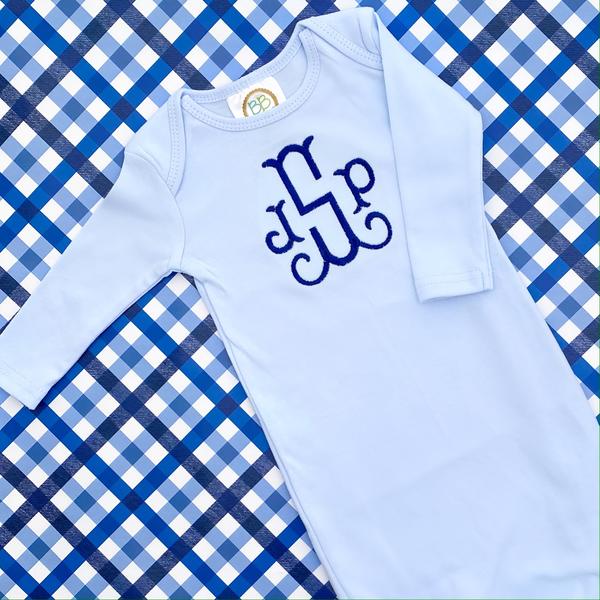 Blue Monogrammed Newborn Boy Layette
